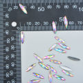 JUNAO 100pcs 4*15mm Crystal AB Nail Rhinestone Flatback Strass Crystal Horse Eye Resin Stone Applique Face Nail Art Decoration.