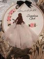 Customized Bat Paki / Marriage Fixed / Date Fixed Hand Embroidery Hoop - 8 Inch Wooden Frame | Personalized Gift. 