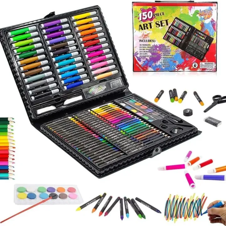 6/7 Shuban Deluxe Art Set Box & Drawing Kit with Crayons, Oil Pastels ...