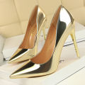 Women Patent Leather Pumps 7.5cm 10.5cm High Heels Lady Stiletto Low Heels Wedding Bridal Mteallic Silver Gold Sparkly Shoes.
