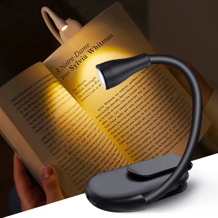 New Book Light USB Rechargeable Portable 3 Color Reading Light Book Lamp for Reading in Bed Book Lover Gifts LED BookLight