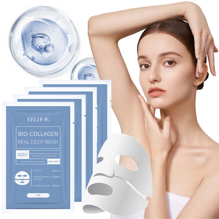 1-10pcs Bio-Collagen Real Deep Mask Soluble Collagen Sheet Mask with Hydrolyzed Collagen Organic Collagen Mask for Skin Care
