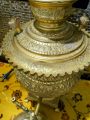 Authentic Persian Samovar, 50 Years Old. Genuine Elephant Tusk on Small Kettle's Handle. Original Electric Persian Samovar with Gold Finish.. 