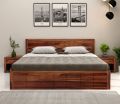 Brixton Sheesham Wood Bed With Box Storage(King Size, Honey Finish). 