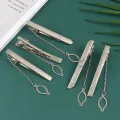 1Pc New Men Silver Necktie Tie Clip Stainless Steel Plain Clasp Bars Pins Clips. 
