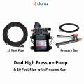 High Pressure 12V Dual Core Water Pump with Heavy Duty Flexible Pipe - Combo Pack. 