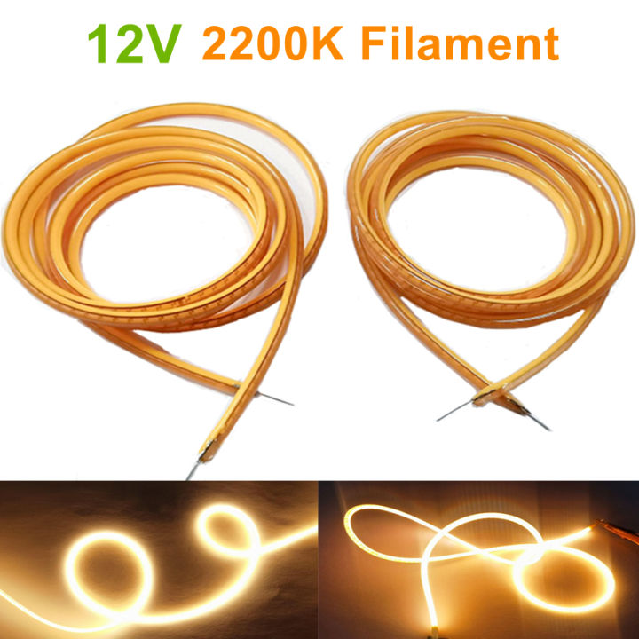 12V 600mm LED Flexible Ultra Slim Filament Spiral Bulb 2200K Filament ...