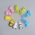 10pcs Animal Fruit Fork Food Grade Plastic Mini Cartoon Kids Cake Fruit Toothpick Bento Lunch Bento Accessories Party Decoration. 