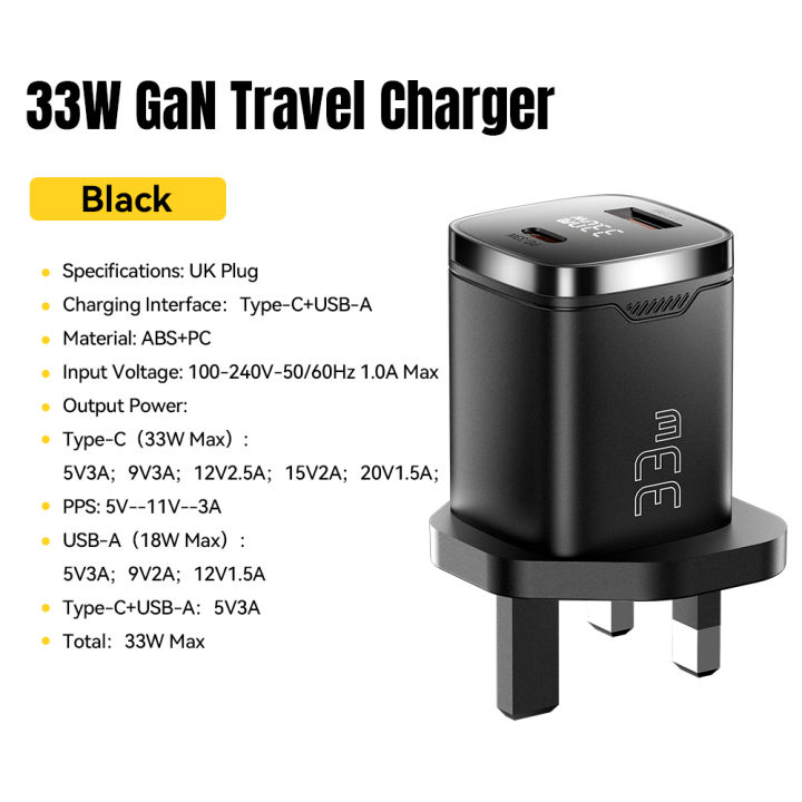 Essager%2033W%20GaN%20USB%20Type%20C%20Charger%20Digital%20Display%20PD%20Fast%20Charging%20For%20%20iPhone%2016%2015%2014%20Pro%20Max%20iPad%20Mini%206%20%20%20S22%20-%20Image%207