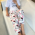 KT Cat Kitty Pajamas Black Anime Flannel Women Warm Woolen Whitecartoon Casual Home Pants Autumn Fashion Trousers Gifts. 