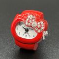 Kawaii Sanrio Hello Kitty Watch Ring Cute Kt Cat Bow Rhinestone Clock Ring Watches Girls Jewelry Kids Toys Gifts. 