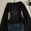 Y2K Grunge Emo Pattern Top Suitable for Autumn E-Girls Millennium Style Women's Aesthetic Gothic Printed Loose Long Sleeve T-shi. 