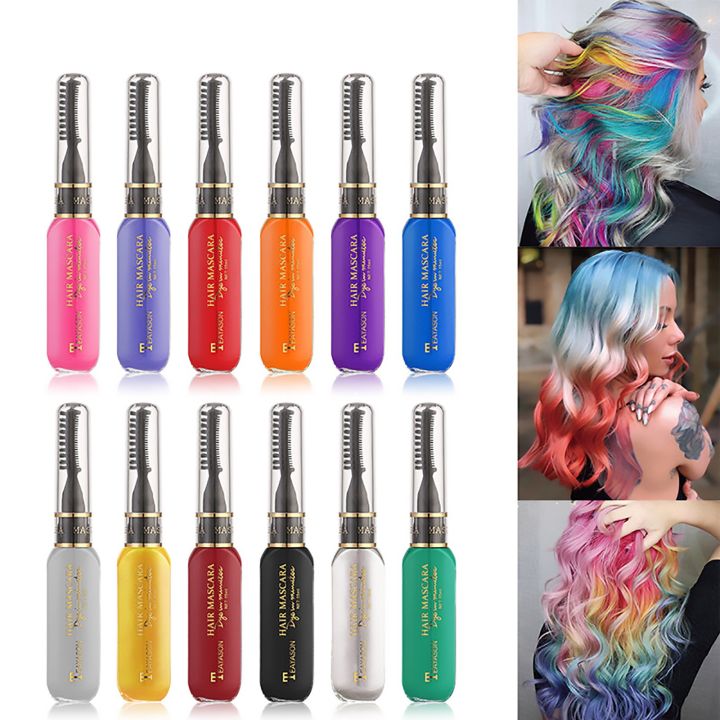 13 Colors Temporary Hair Mascara Instantly Hair Color D-ye Great Gift For Girls, Women, Temporary Hair Color Chalk 15ml