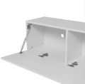 White Wall Mounted TV Console Rack | 3-Compartment Floating Cabinet with Drop-Down Door & Cable Management. 