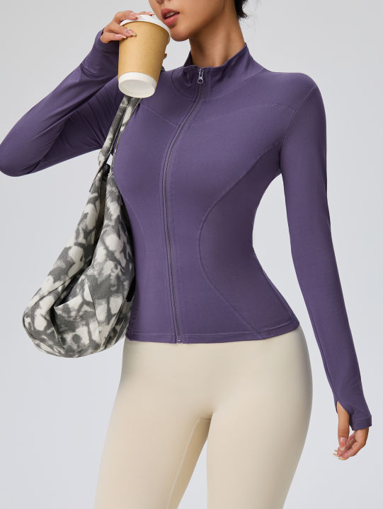 Professional%20elastic%20quick-drying%20sports%20jacket%20women's%20spring%20and%20summer%20yoga%20top%20tight%20slimming%20running%20cycling%20and%20fitnes%20-%20Image%207