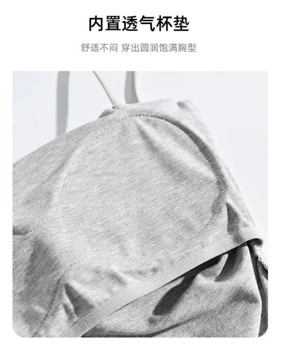 Women's%20Cotton%20Sling%20Camisole%20Crop%20Sleeveless%20Shirt%20Straps%20Skinny%20Tank%20Summer%20Simple%20Lady%20Bra%20Base%20-%20Image%205