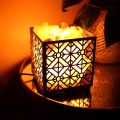 "Salt lamps for room Himalayan Salt Metal Basket Lamp - Square Shape with Authentic Salt Chunks | Illuminate Your Space with Stylish Elegance". 