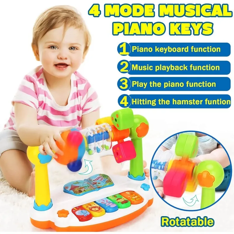 Baby Piano Toys Kids Rotating Music Piano Keyboard with Light Sound Musical Toys for Toddlers Early Educational Music Toy Daraz.pk