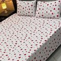 HEART DESIGN KING SIZED COTTON BED SHEET. 