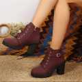 Women's Ankle Boots, Fashionable Versatile Chunky Heel Side Zipper Shortie, New 2025 Seasonal Shoes for All Seasons Gift Idea Cute Travel Style Classic Elegant Comfort Breathability Lightweight Trendsetter Plus Size. 