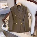 Women Fashion Temperament Blazer Long Sleeve Double Breasted Slim Coat Fall Spring New In Suit Jacket Office Lady Casual Outwear. 