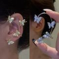 Korean Style Butterfly Ear Clips Without Piercing For Women Sparkling Zircon Ear Cuff Clip Earrings Wedding Party Jewelry Gifts. 