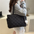 Multi Pocket Women Mailman Bag Diamond Patterned Cotton Clothing Shoulder Bag Large Capacity Tote Bag Casual Nylon Shoulder Bag. 