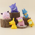 6pcs/set Pokemon Pikachu Anime Toys Dolls Psyduck Gengar Jigglypuff Gonbe Slowpoke Sleep Cute Model Action Figure Toys.
