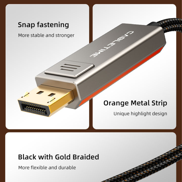 CABLETIME%208K%2060hz%20USB%20C%20to%20DisplayPort%20Cable%20Bi-Directional%20DP%20to%20Type%20C%20Cable%20Zinc%20Alloy%20for%20MacBook%20pro%20iPad%20iPhone%20cable%20-%20Image%206