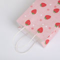 6/12pcs Pink Strawberry Pattern Tote Bag Girls Party Paper Gift Packaging Bag Strawberry Birthday Party Supplies Kids Favors Bag. 