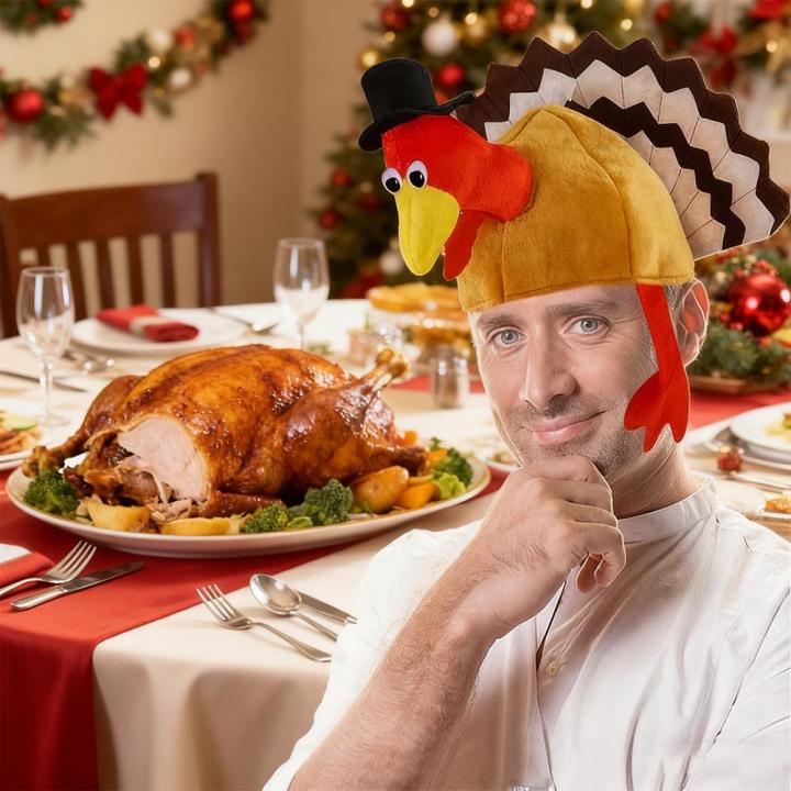 Christmas%20Turkey%20Hat%20Funny%20Roasted%20Turkey%20Hat%20Cooked%20Chicken%20Costumes%20Accessories%20For%20Dressing%20Props%20Cosplay%20Holiday%20Dress%20Up%20-%20Image%202