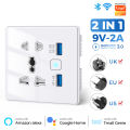 Tuya Smart Multiplug Wall Socket with USB Quick Charging. 