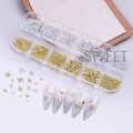 12 Grids Gold Silver Stars Nail Charm 3D Metal Rivet Star Nail Art Decoration Y2K Punk Style Manicure Accessories Nail Supplies. 