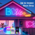 Smart WiFi RGBIC Neon LED Strip Light 5V USB,Dreamcolor Chasing & Music Sync,Alexa/ Voice Control, Room/Party/Gaming Decor lightify. 