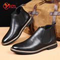 YRZL 39~47 Men Chelsea Boots Brand Retro Comfortable PU Leather Ankle Boots Men 2025 Fashion Black Brown Mens Boots. 