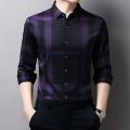 New Men's Casual Printed Long Sleeved Lapel Shirt for Spring and Autumn Fashion Comfortable Wrinkle Free Top Without Ironing. 