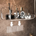 Acrylic Transparent Storage Rack Bathroom Wall Mounted Punch Free Cosmetic Storage Tray Makeup Organizer Bathroom Kitchen Shelf.