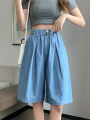Casual Loose Plus Size Denim Shorts Woman Summer Wide Leg Short Pants Bermuda Femme Knee Length Boyfriend Jeans Shorts Women 5XL.