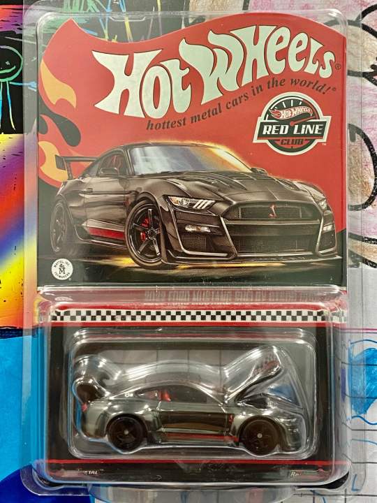 Hot Wheels Collectors RLC Exclusive 2022 Ford Mustang Shelby GT500 Code Red (Members Only Edition) opening hood, diecast, rubber tire, diecast metal car toy for kids & collectors.