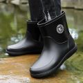 Men Rain Boots Non-slip Light Hiking Rain Shoes Slip on Waterproof Outdoor Leisure Rubber Fishing Shoes Work Water Shoes.