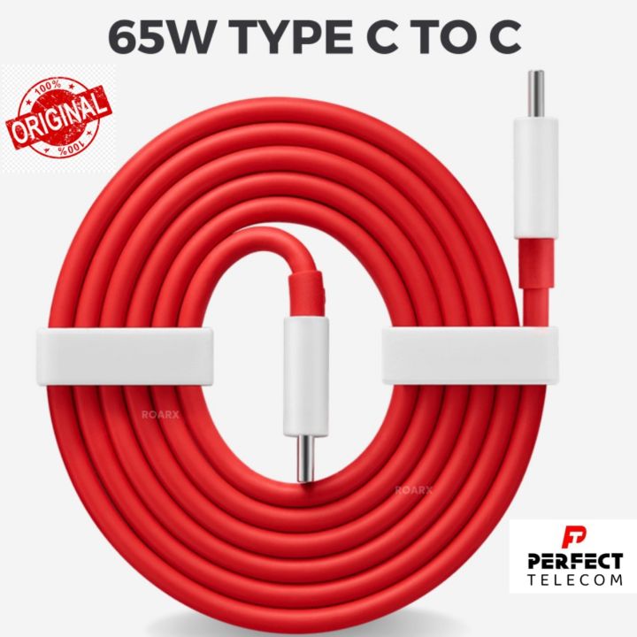 65W Oneplus Dash Warp Charge Cable, 6.5A Type-C To Usb C Pd Data Sync Fast Charging Cable Compatible With One Plus 8T/ 9/ 9R/ 9 Pro/10R/ Nord & For All Type C Device Red, 1 Meter