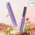 "2 in 1 Wireless Hair Hot Comb - Mini Rechargeable, Cordless Hair Straightener & Curler with Ceramic Tourmaline Ionic Technology, Anti-Static Detangling, and Digital Temperature Control - Portable and Travel-Friendly Styling Tool". 