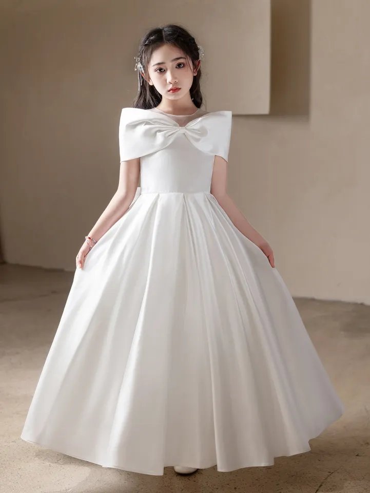 Elegant White Long Dress With Large Bow For Birthday Or Wedding Parties  Designed Specifically For Formal Occasions For Teenagers | Daraz.com.np