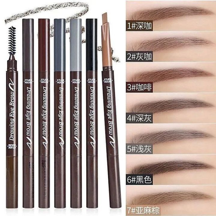 Etude House Drawing Eyebrow 2 in 1 Rotating Eyebrow Pencil with Built-In Eyebrow Brush.