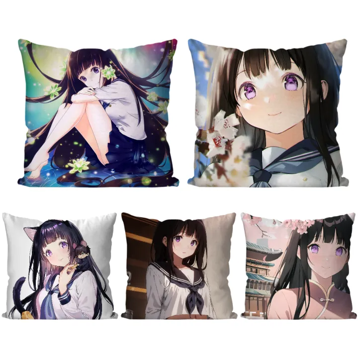 Chitanda Eru Anime Hyouka Pillow Case Square Pillow Bedroom Sofa Leisure Comfort Cushion Car Living Room Home Decoration 40X40