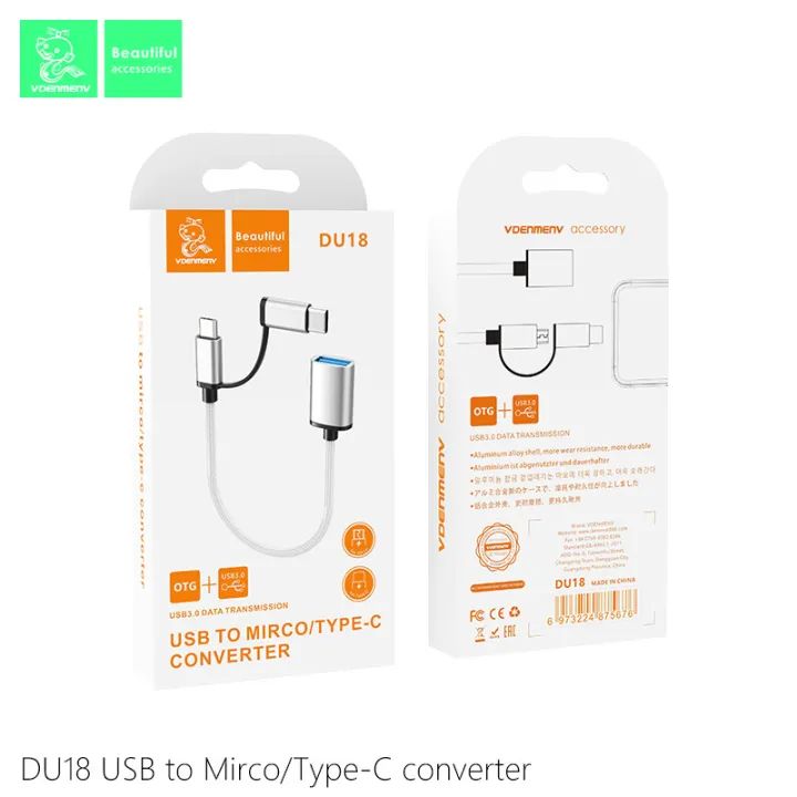 VDENMENV%20DU18%20OTG%20Adapter%20Type-C+Micro%20USB%200.1m%20USB%20TO%20MICRO%20AND%20TYPE-C%20Converter%20USB%203.0%20Data%20Transmission%20-%20Image%202