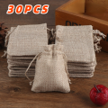 30PCS 13X18/10X15/9X12/7X9CM Drawstring Burlap Bag Jute  DIY Wedding Favor  Bag For Packaging Candy Chocolate Jewery. 