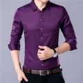 Men's Casual Fashion Business Solid Color Long Sleeved Shirt. 