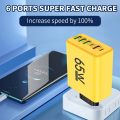 65W USB C Charger 6 Ports Fast Charging Wall Charger for iPhone 15 14 Pro Max   S23  14 Mobile Phone Charger. 