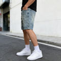 Men's Summer American High Street Denim Shorts Slim Fit 5-Point Casual Mid Pants Fashion Y1Y2 Style Cross-Border Hot Sale.